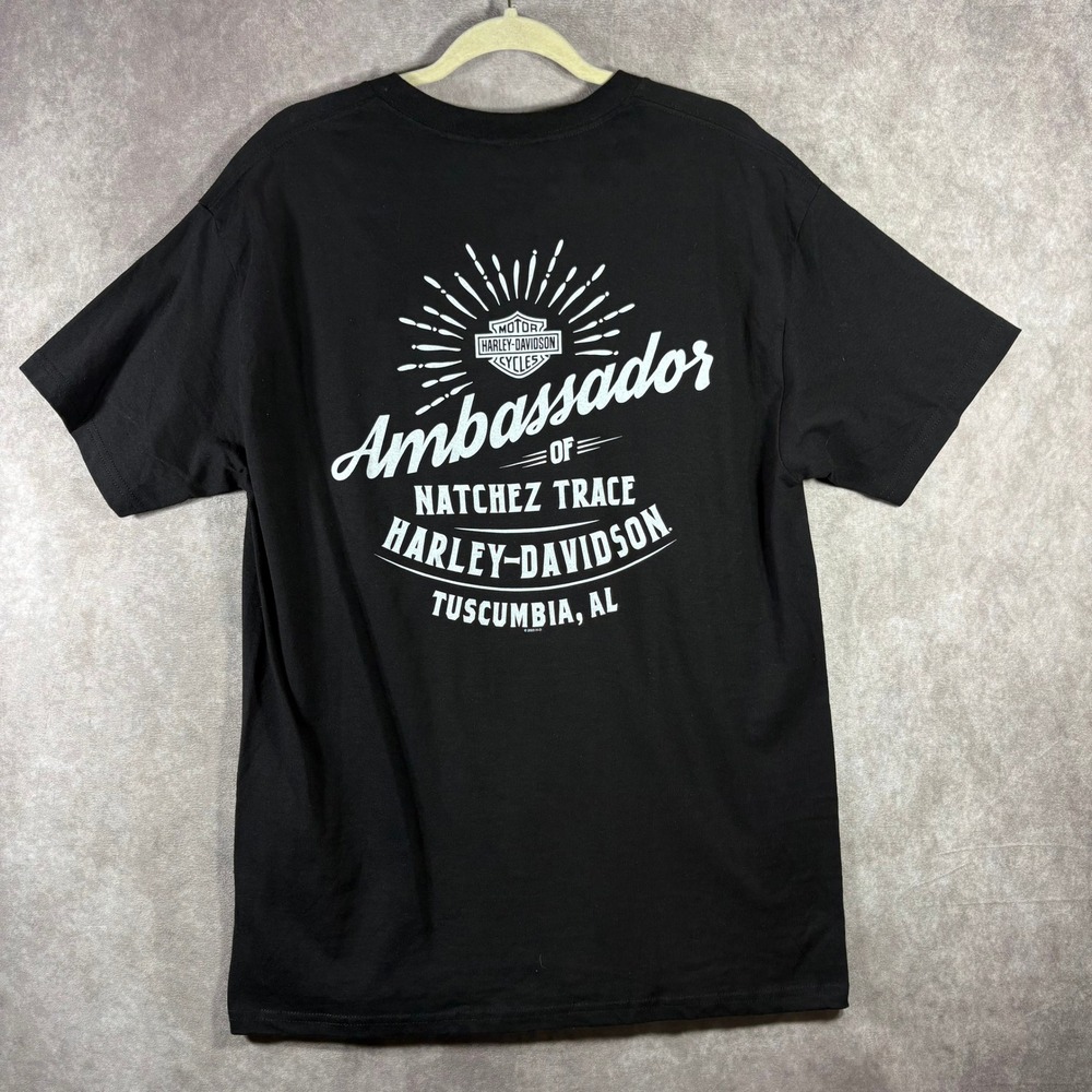 Harley Davidson T Shirt Mens Large Black Natchez Trace Ambassador Tuscumbia AL
